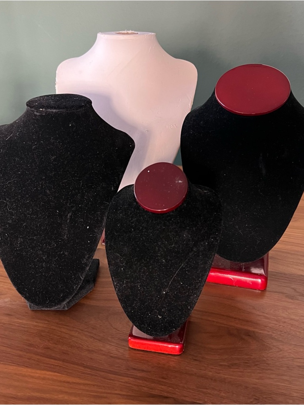 Set of Four Jewelry Display Bust Set - Black and White Velvet Mannequin Stands - Picture 2 of 10